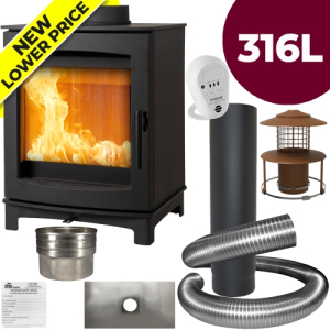Mi-Flues Tinderbox Medium Woodburning Stove + 10m Liner Kit