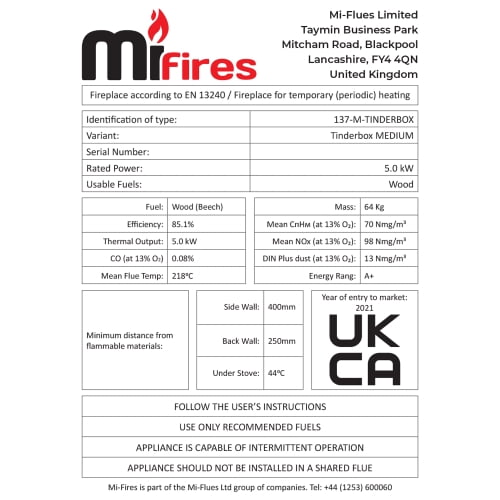 Mi-Flues Tinderbox Medium Woodburning Stove + 10m Liner Kit